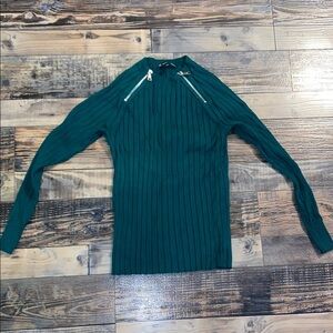 INC international ribbed green blouse size Medium petite